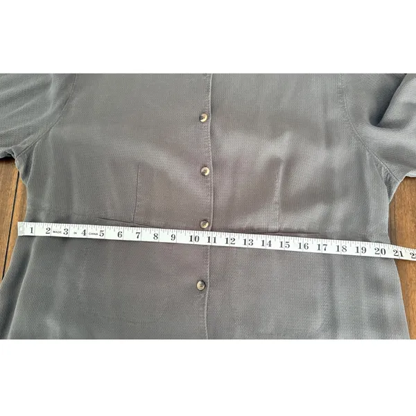 Vintage 90s Nordstrom Tencel Maxi Dress XL Button Front Pockets Taupe - Image 10