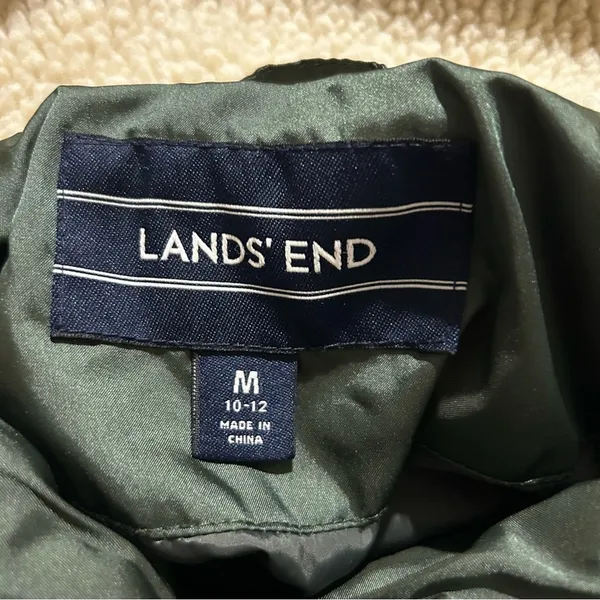 Lands End Green Puffer Jacket‎ Size Medium 10/12 - Image 5