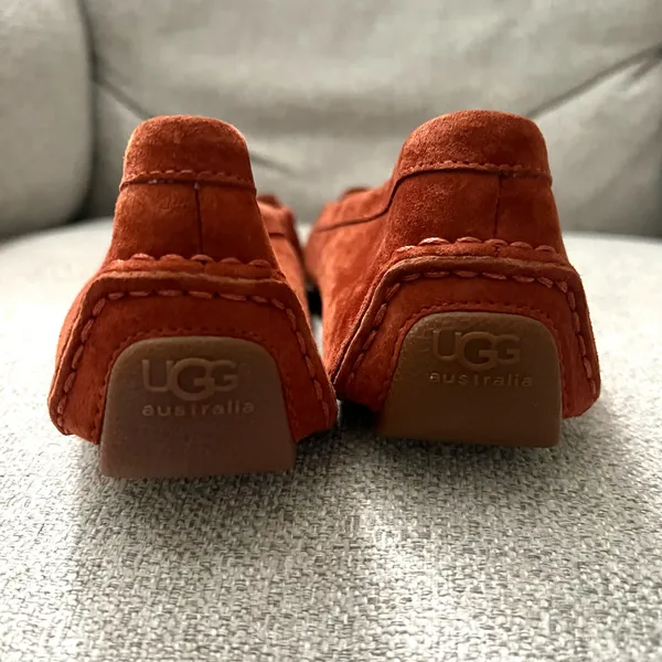 NEW Ugg Burnt Orange Suede Shearling Moccasin Loafers - Image 7