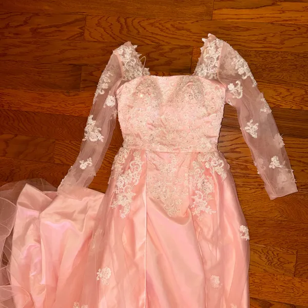 Pink Ball Gown/Prom Dress With Train - Image 4