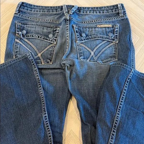 William Rast Belle Flare Jeans Size 28 Distressed Ripped Denim Snap Pockets - Image 7
