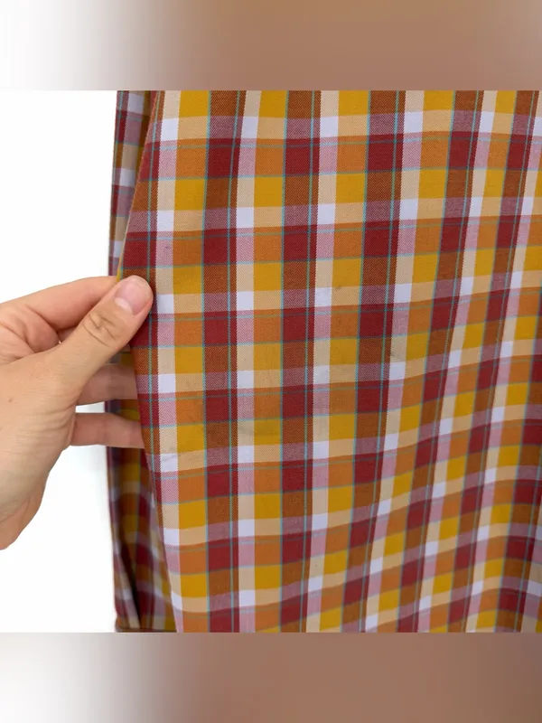 DULUTH TRADING CO Women's AKHG Midnight Sun Shirt Red Yellow Orange Plaid XL - Image 5