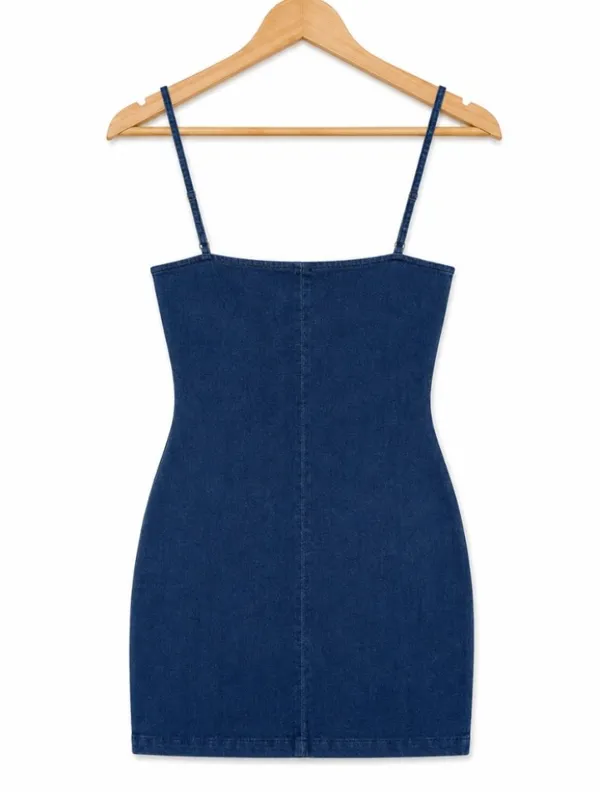Susana Monaco Denim Mini Slip Dress Size Small NWT Stretchy Bodycon Blue - Image 9