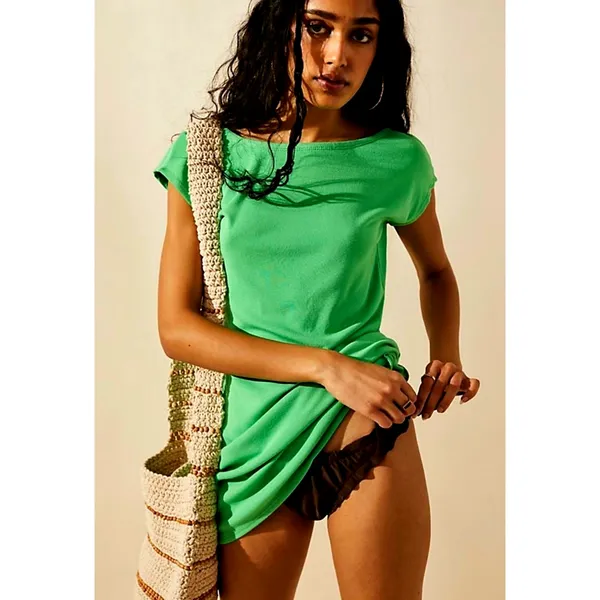 Free People Rosalia Low Back Mini Dress Coverup Green S - Image 3