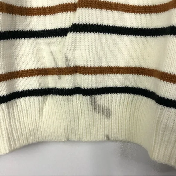 Boutique White‎ & Brown Stripe Crewneck Pullover Sweater M - Image 5