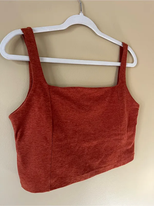 Beyond Yoga Square-Neck Cropped Tank in Rust - Image 3