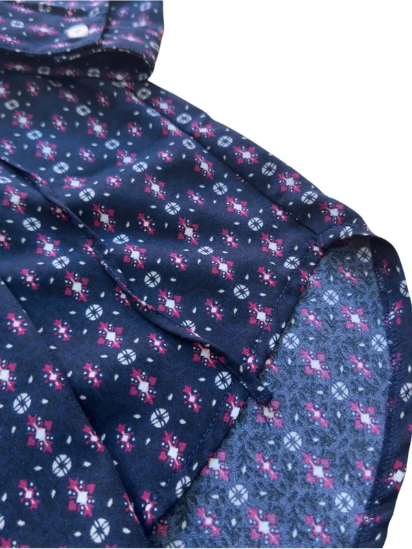Abercrombie & Fitch Navy Floral Boho Shirt Dress Drawstring Waist Women’s Small - Image 7