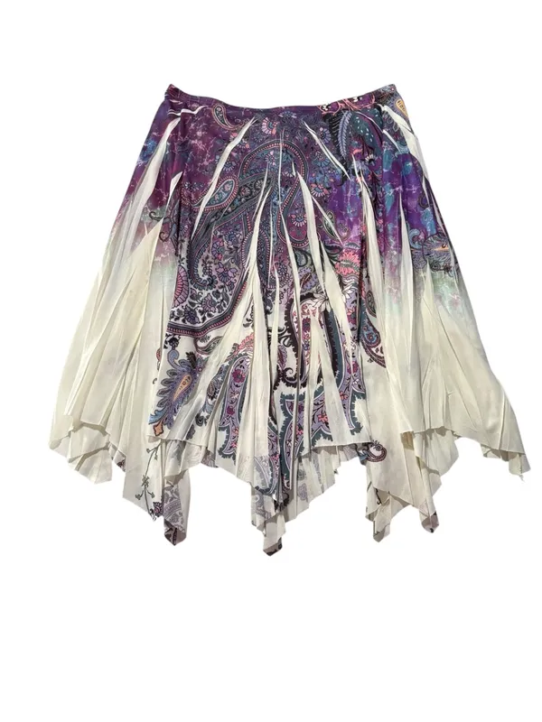 Moa moa medium y2k Asymmetrical Paisley fairy Skirt Purple cream vintage - Image 8