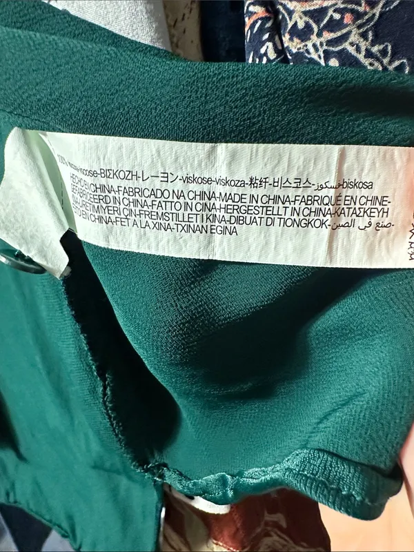 P235. Zara Hunter Green Satin-like Button-Down Shirt - Image 4