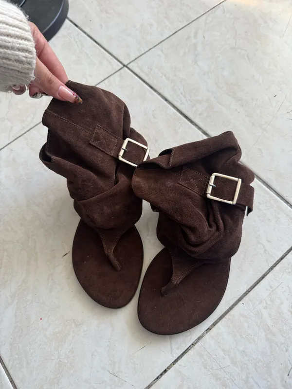 Steve Madden brown suede ankle bootie/sandal combo  - Image 2