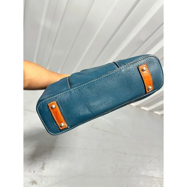 Dooney & Bourke Small Lexington Shopper Tote Teal Blue Pebbled Leather Bag - Image 4