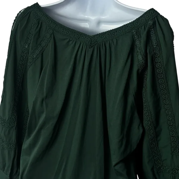 NEW‎ Anthropologie Chela Green Lace Puff Sleeve Babydoll Blouse Feminine L - Image 6