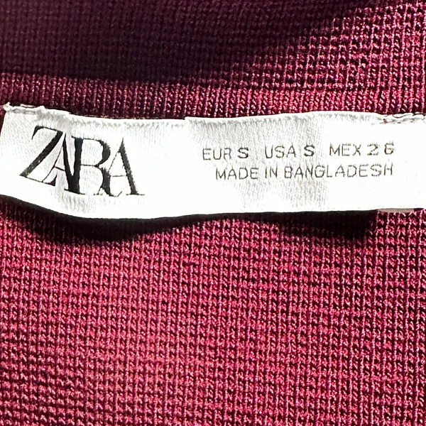 Zara Burgundy Cropped Cardigan Jacket Size S Collared Button Front - Image 5