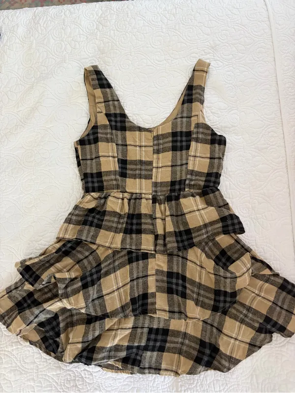 TCEC plaid scoop neck mini dress with ruffles - Image 3