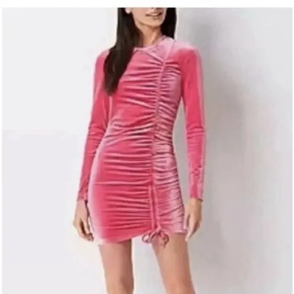 Juicy Couture Barbie Pink Velvet Bodycon Dress Women's XXL Long Sleeve Y2K - Image 4