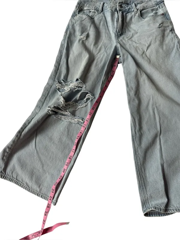 American Eagle Super High- Rise Baggy Wide Leg Ankle Jeans - Image 9