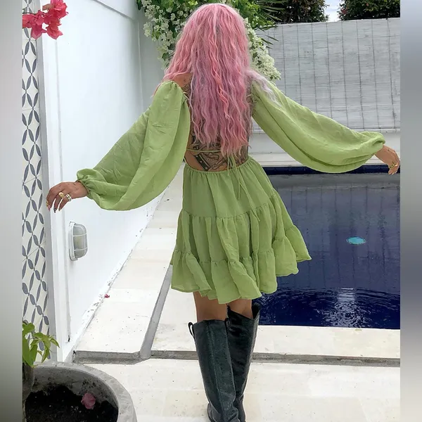 Princess‎ Polly Danny Long Sleeve Mini Dress Green Size 8 - Image 11