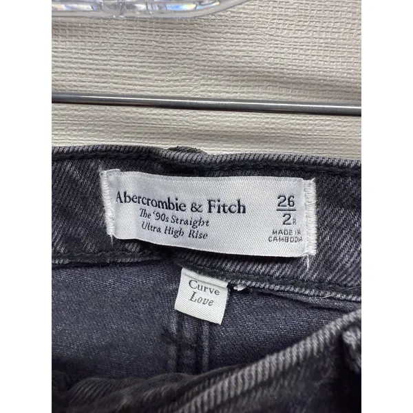 Abercrombie & Fitch Jean Women 26/2 90s Straight‎ Ultra High Rise Curve Love - Image 4