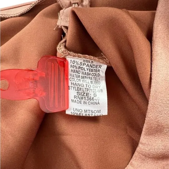 L'Atiste By Amy Light Brown‎ Taupe Faux Suede Crop Tube Top Pants Set Size Small - Image 10