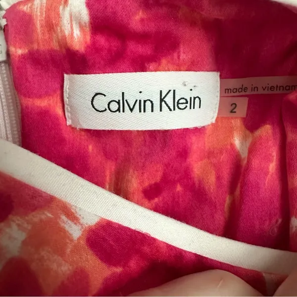 Calvin Klein Watercolor Floral Print Sheath Dress In Coral Multi - Image 4