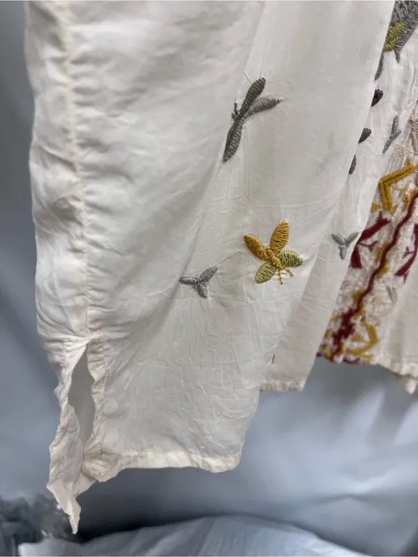 Johnny Was Cream Blouse w/Multicolor Floral Embroidery XXL button up long sleeve - Image 6