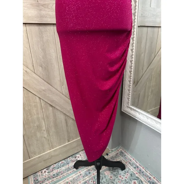 Fuschia Pink Asymmetrical Bodycon dress - Large - Image 5