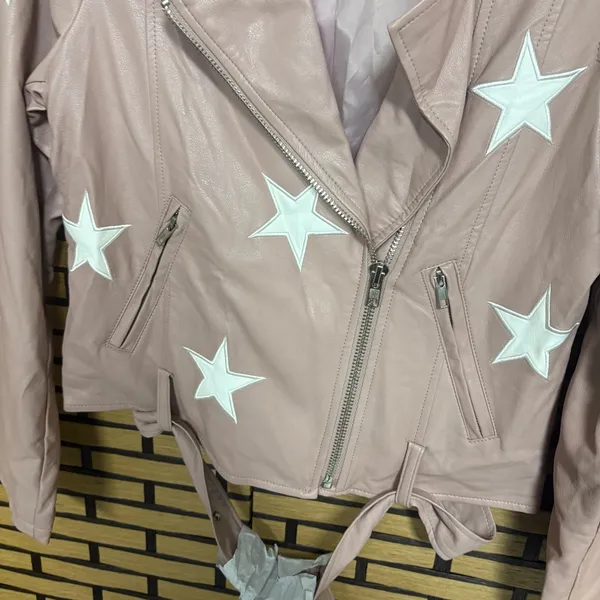 Zenana‎ Blush Star Moto Belted Jacket Size Small - Image 9
