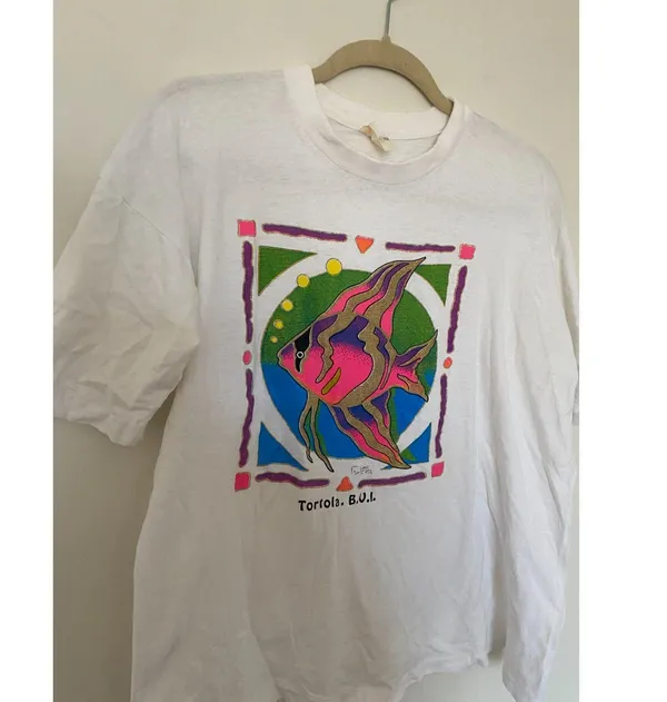 VTG Pacific 90s Single Stitch Vibrant Fish Logo Tortola Short Sleeve Tee L - Image 10