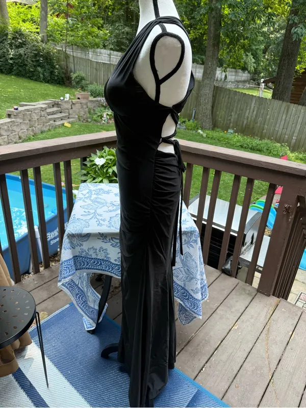 La Femme RN103544 Black Formal Ball Gown Dress Prom Wedding Size 2 S Small - Image 4