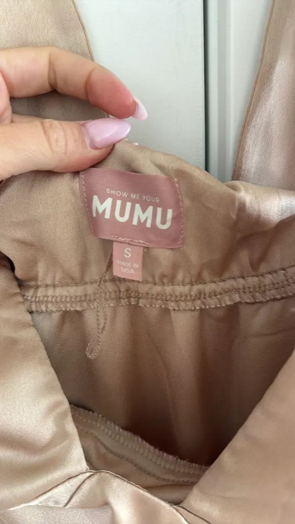 Show Me Your Mumu Dress Champagne Luxe Satin - Image 10