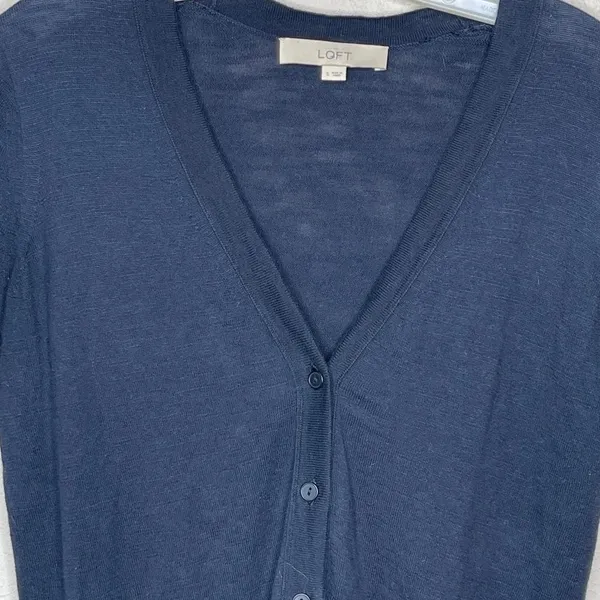 LOFT Cardigan Sweater‎ Navy - Image 3