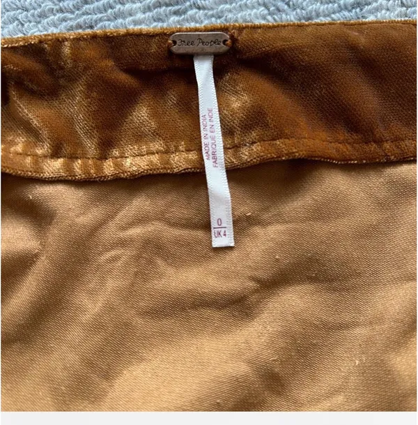 Free People Golden Brown Velvet Skirt - Image 5