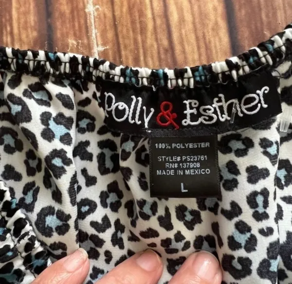 Polly & Esther Women's Leopard Print Cheetah Midi Skirt Blue Size Large - Image 8
