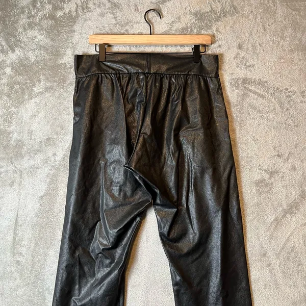Commando Black Faux Leather Jogger‎ Pants Women's Large Vegan Leather Pull On - Image 5