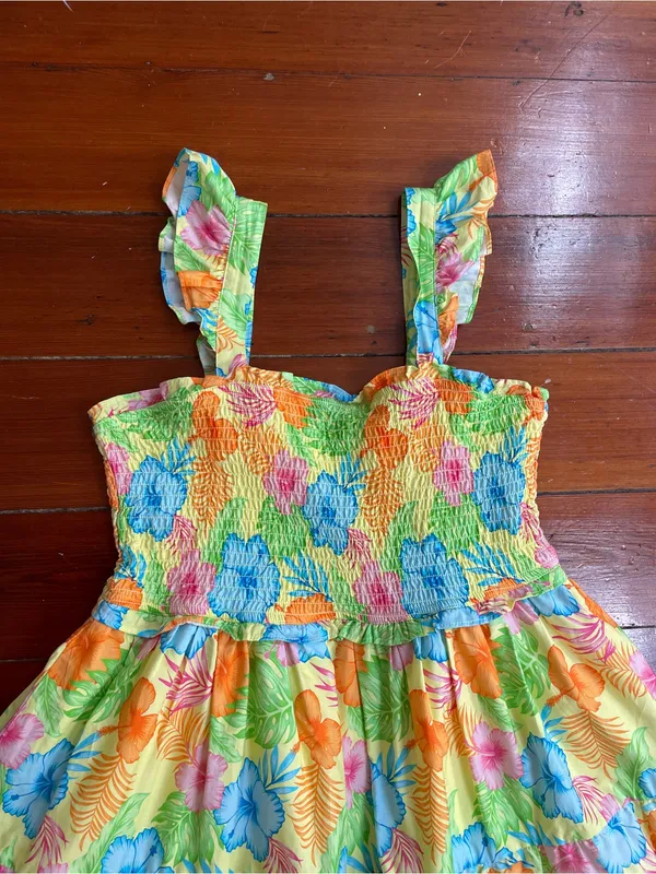 NWOT Ruffle Butts Women’s Hawaiian Floral Smocked Cotton Sun Dress Sz L 💛🎀 - Image 10