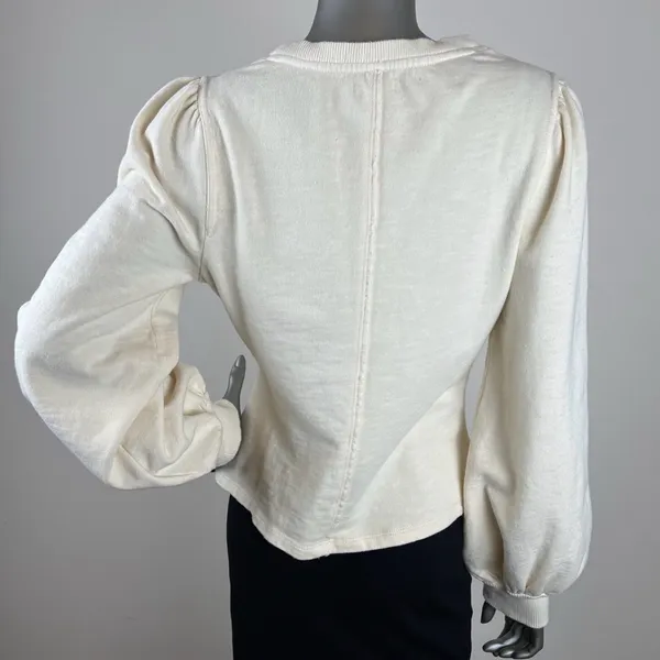Anthropologie Pilcro Elegant Cream Women's Sweatshirt Top XXS - Image 5