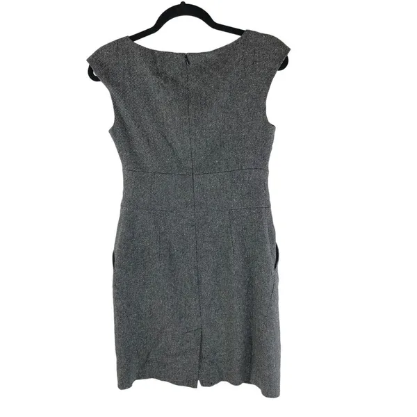 Banana Republic Sheath Dress Textured Twist Neck Wool Blend Cap Sleeve Gray 2 - Image 2