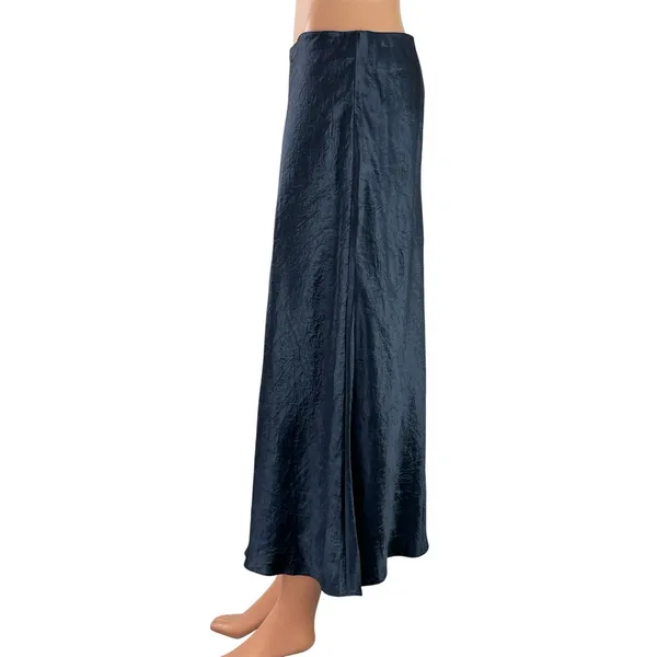 Aritzia Babaton Blue Silk Satin High Waist Flare Straight Full Midi Skirt Sz 12 - Image 2
