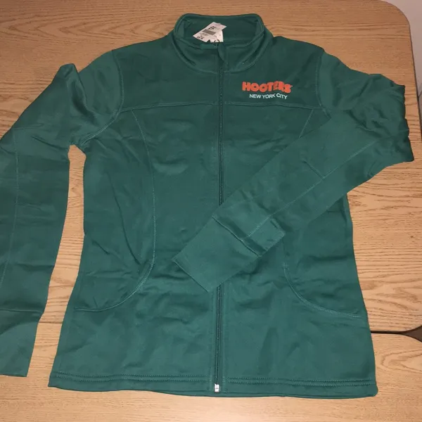 New Womens Hooters Track Jacket from NYC Thumb Size XLarge with Stain - Image 5