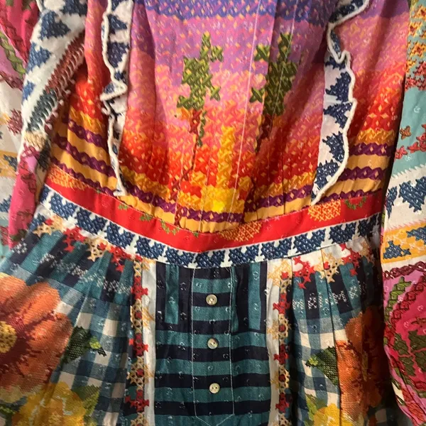 FARM Rio Summer Vibe Patchwork Floral Romper XS Multicolor Boho Festival Vaca - Image 7