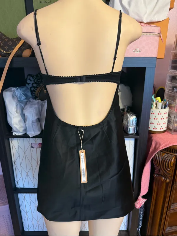 NWT SKIMS Black Satin Slip Dress - Image 2