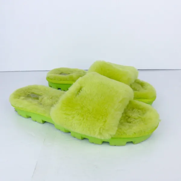 UGG Cozette Slides Womens 8 Electric Lime Sheepskin Fur Slip On Sandals Y2K - Image 3