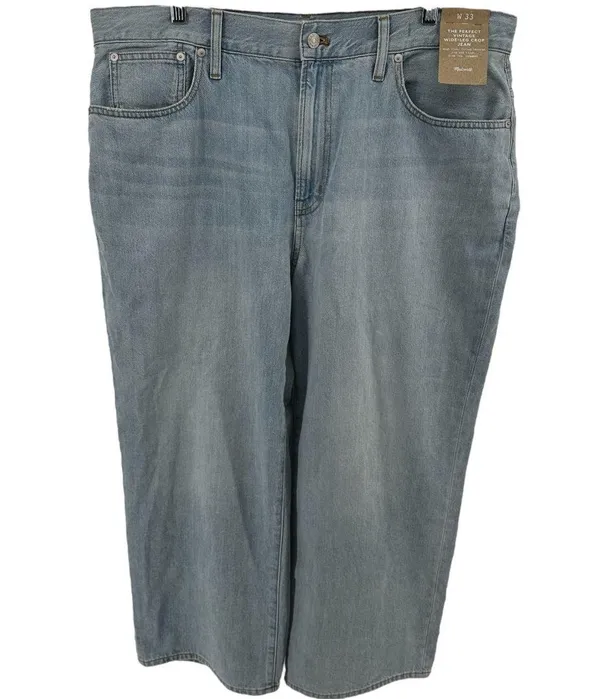 Madewell The Perfect Vintage Wide-Leg Crop Jeans Denim High Waisted Blue 33 NWT - Image 2