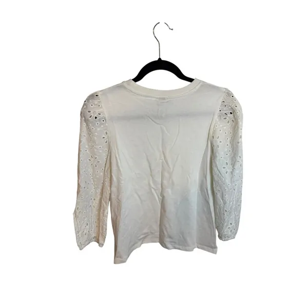 NWT A New Day White Puff Sleeve Eyelet Blouse - Image 2