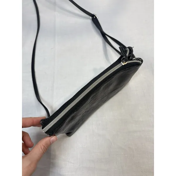 Stone‎ Mountain Black Leather Crossbody Purse Organizer Bag 8.5"x6" Zip Pockets - Image 9