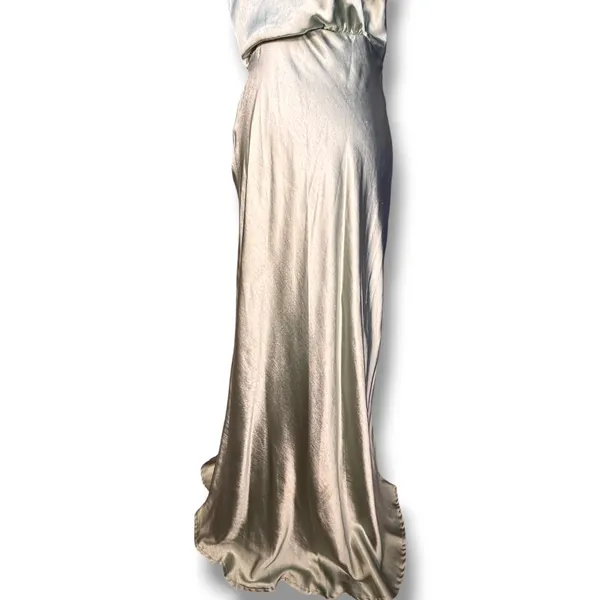 Billy J Selma Sage Green Satin Maxi Dress‎ Bridesmaid Wedding Guest Formal Gown - Image 4