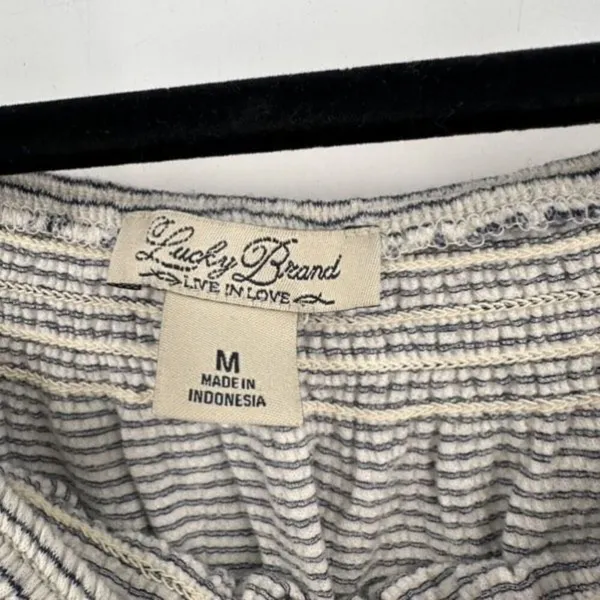 Lucky Brand Women’s Off Shoulder Striped Gauzy Peasant‎ Top Medium Black White - Image 6