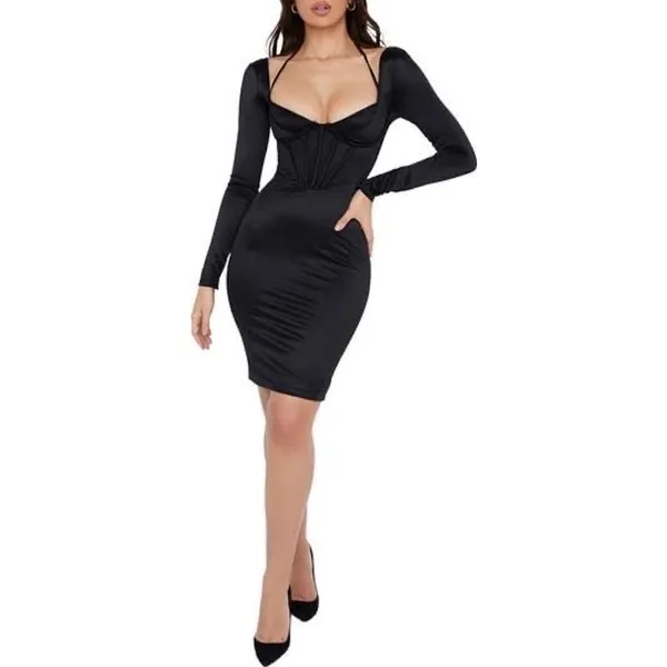 House of CB Grazia Long Sleeve Satin Corset Dress NWOT Size‎ XS - Image 5