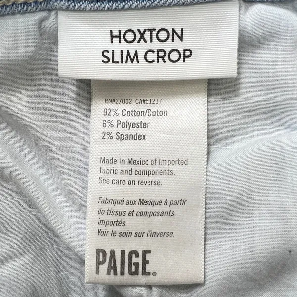 Paige Hoxton Slim Crop Jeans Women's‎ Size 31 Light Wash Denim Frayed Hem - Image 4