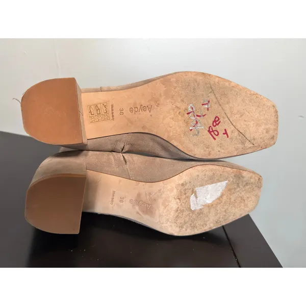 Aeyde Suede Ankle Boots Square Toe Block Heel Minimalist EU 38 US 7.5 8 - Image 10